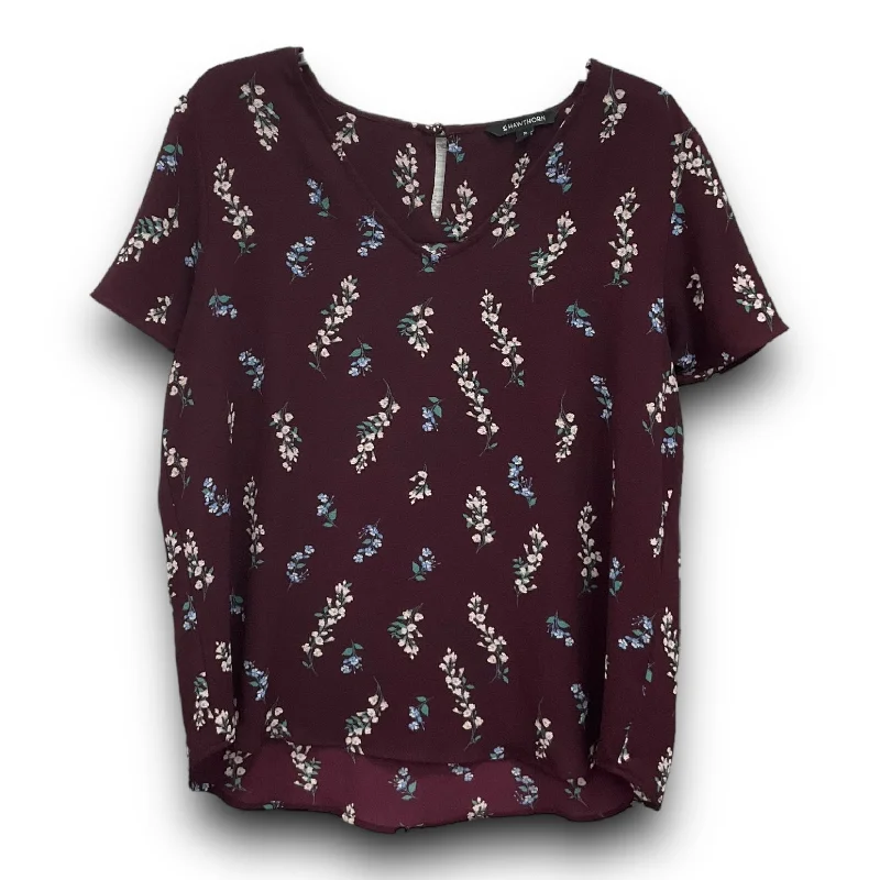Price Drop Floral Print Blouse Short Sleeve 41 Hawthorn, Size Xl