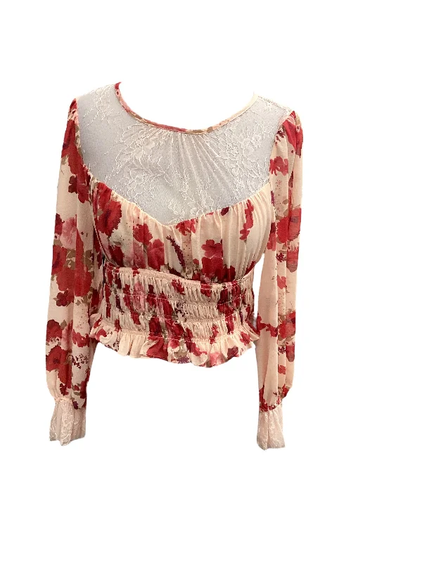 Stock Clearance Floral Print Top Long Sleeve Free People, Size S