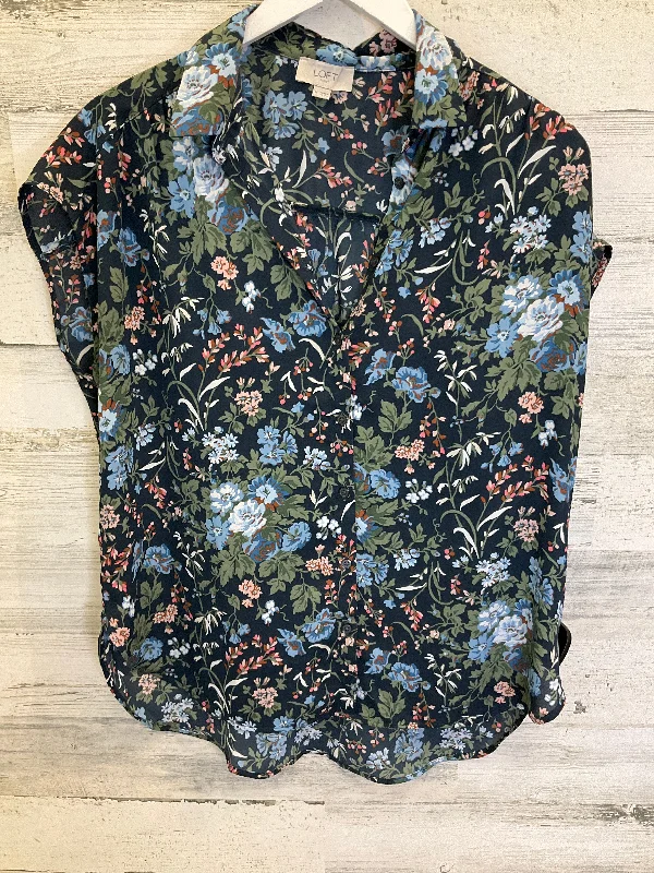 Hot Deal Floral Print Top Short Sleeve Loft, Size M