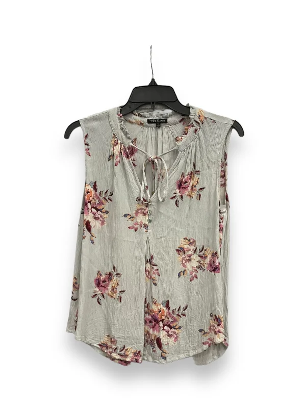 Crazy Savings Floral Print Top Sleeveless Pink Clover, Size M