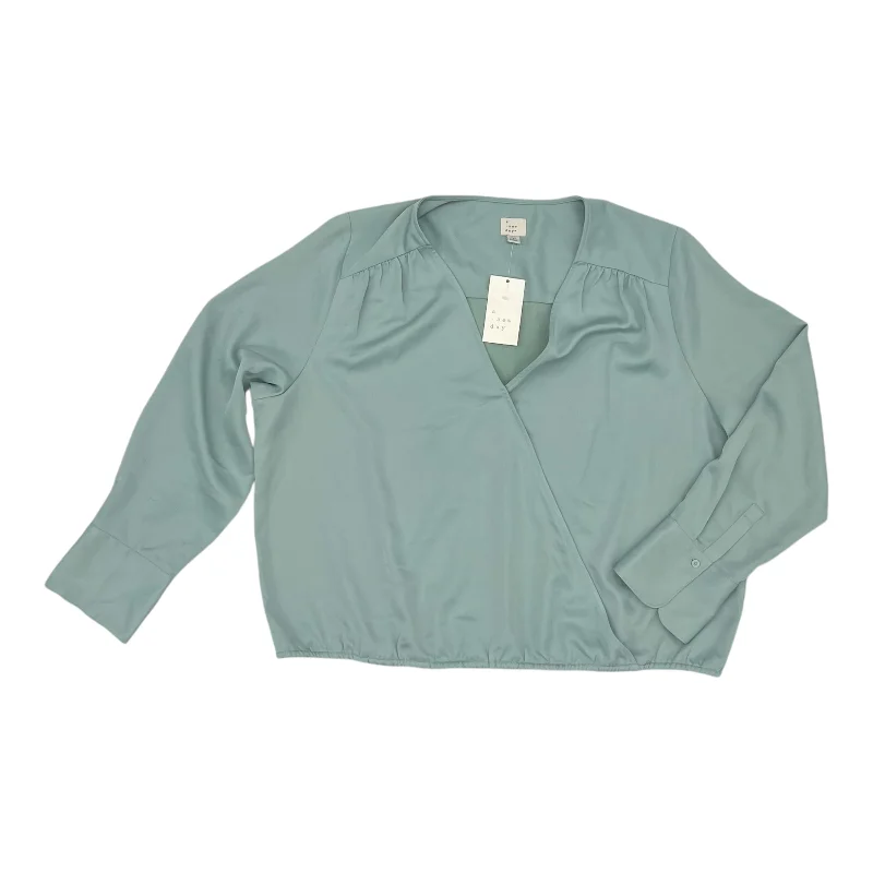 Stock Clearance GREEN BLOUSE LS by A NEW DAY Size:2X