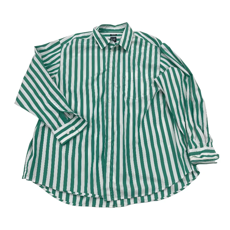 Deal Frenzy GREEN & WHITE GAP TOP LS, Size L