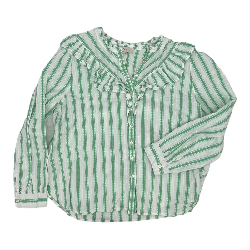 Savings Galore GREEN & WHITE TOP LS by LOFT Size:L