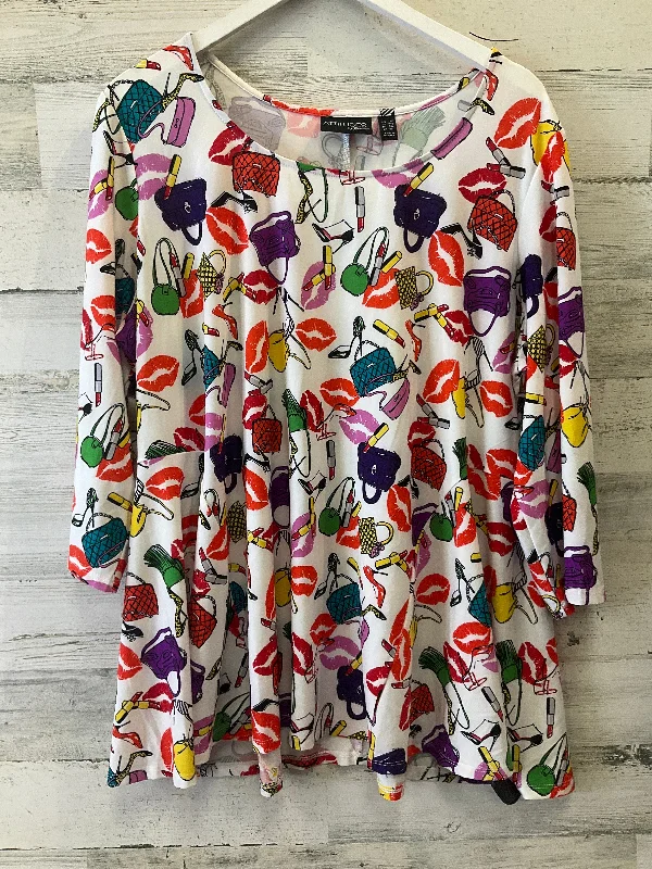 Daily Specials Multi-colored Top 3/4 Sleeve Attitude, Size 2x