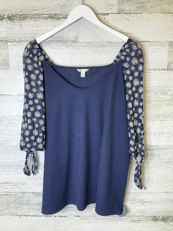 Today Only Navy Top Short Sleeve Cato, Size 2x
