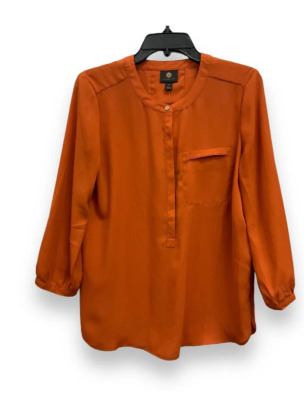 Can't Be Beat Orange Blouse Long Sleeve Jm Collections, Size S