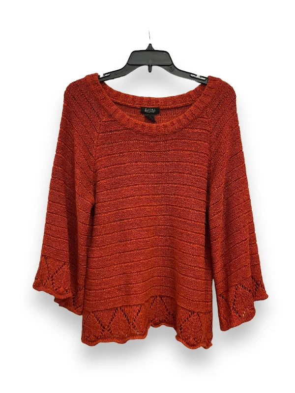 Best Bargains Orange Sweater Short Sleeve Peck And Peck, Size Xl