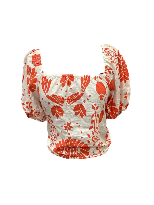 Discount Days Orange & White Top Short Sleeve Haute Hippie, Size M