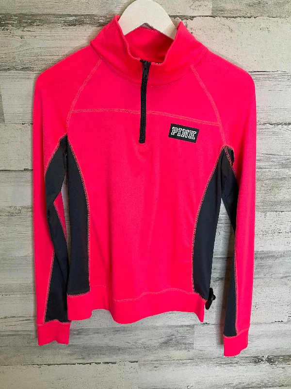Super Bargain Pink Athletic Top Long Sleeve Collar Pink, Size Xs