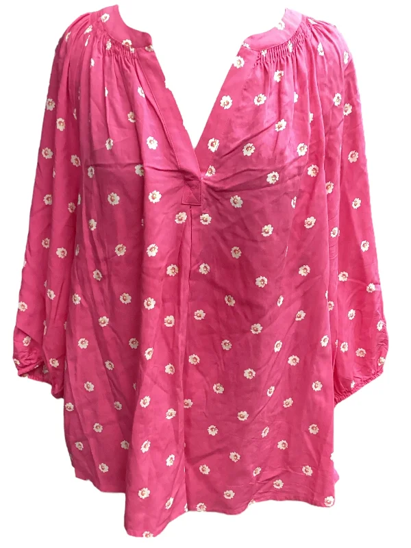 Blowout Sale Pink Top 3/4 Sleeve Crown And Ivy, Size 1x