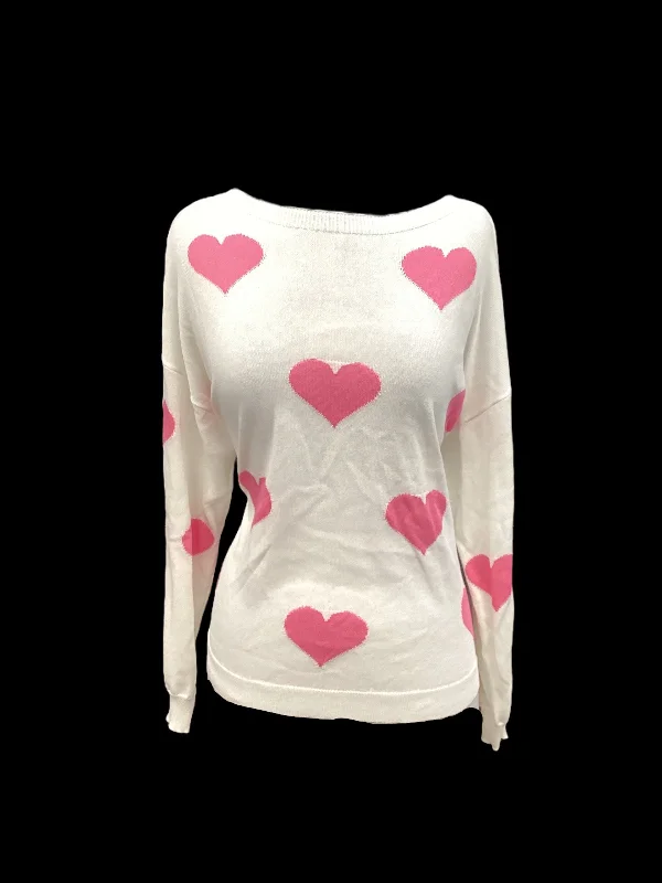New Markdowns Pink & White Top Long Sleeve Pink Lily, Size S