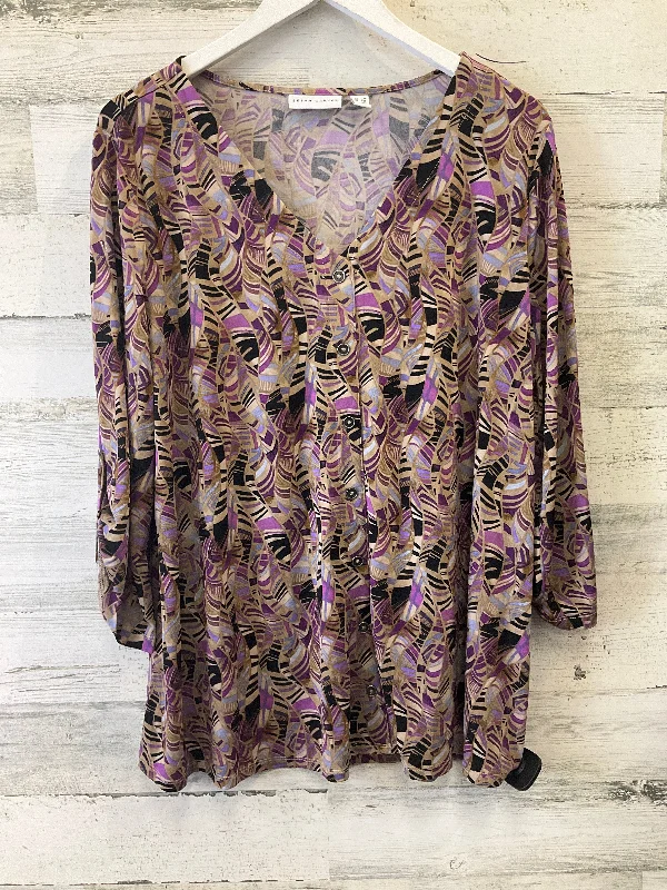 New Deals Purple Blouse 3/4 Sleeve Susan Graver, Size 1x