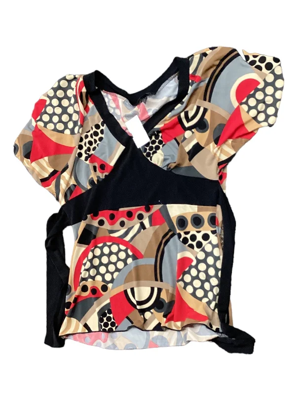 Take Advantage Red & Tan Top Short Sleeve A Byer, Size L