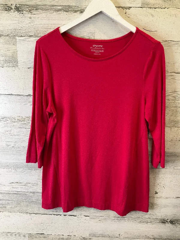 New Deals Red Top 3/4 Sleeve Basic Chicos, Size M