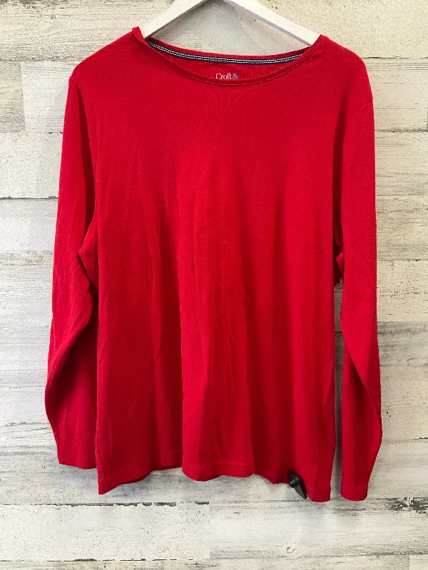 Super Deal Red Top Long Sleeve Basic Croft And Barrow, Size 1x