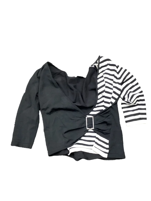Stock Clearance Striped Pattern Top 3/4 Sleeve Designer Originals, Size S