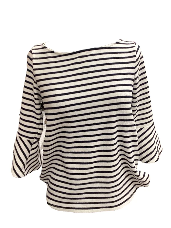 Discount Deals Striped Pattern Top 3/4 Sleeve Green Envelope, Size S