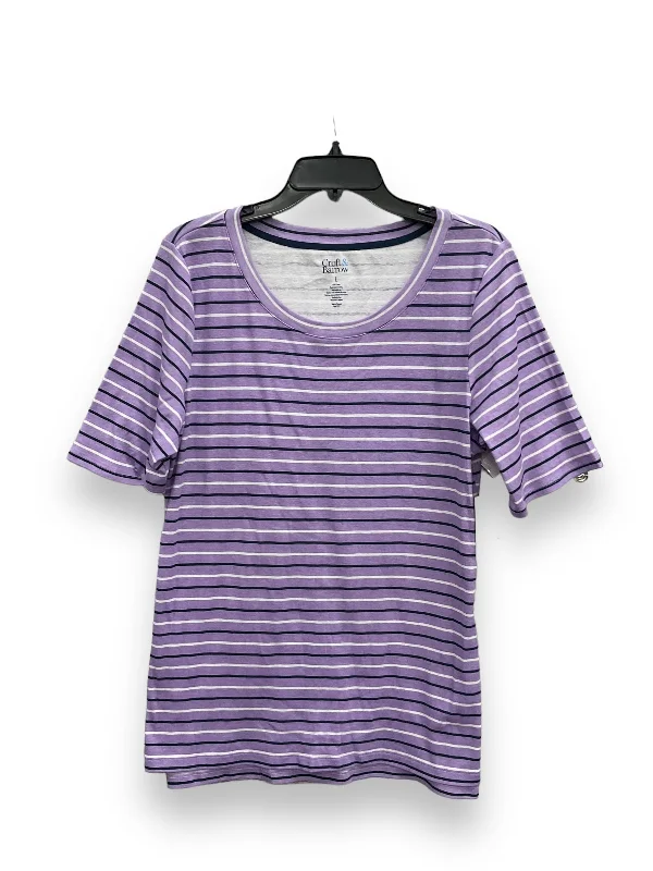 Midnight Madness Striped Pattern Top Short Sleeve Croft And Barrow, Size L