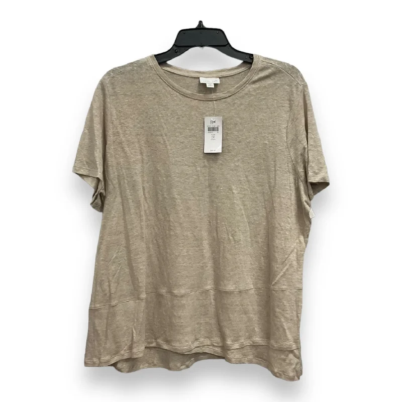Overstock Tan Top Short Sleeve J. Jill, Size 2x