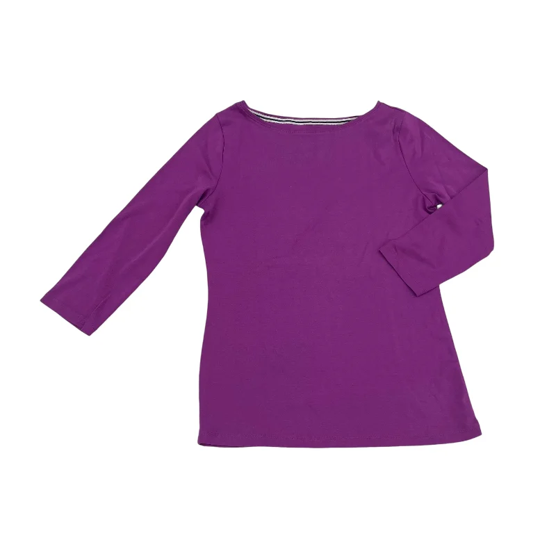 Online Exclusive Top 3/4 Sleeve Basic By Talbots In Purple, Size:S