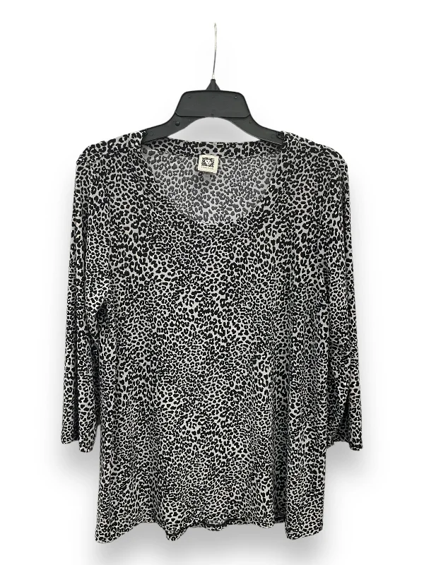 Grand Opening Sale Top 3/4 Sleeve By Anne Klein In Animal Print, Size: L