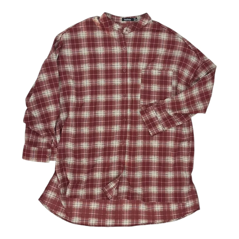 Deal Alert Top 3/4 Sleeve By Boohoo Boutique In Plaid Pattern, Size:S