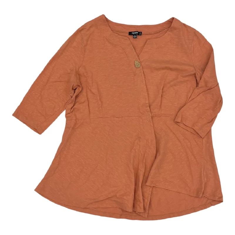 Price Buster Top 3/4 Sleeve By Premise Studio In Orange, Size:1X