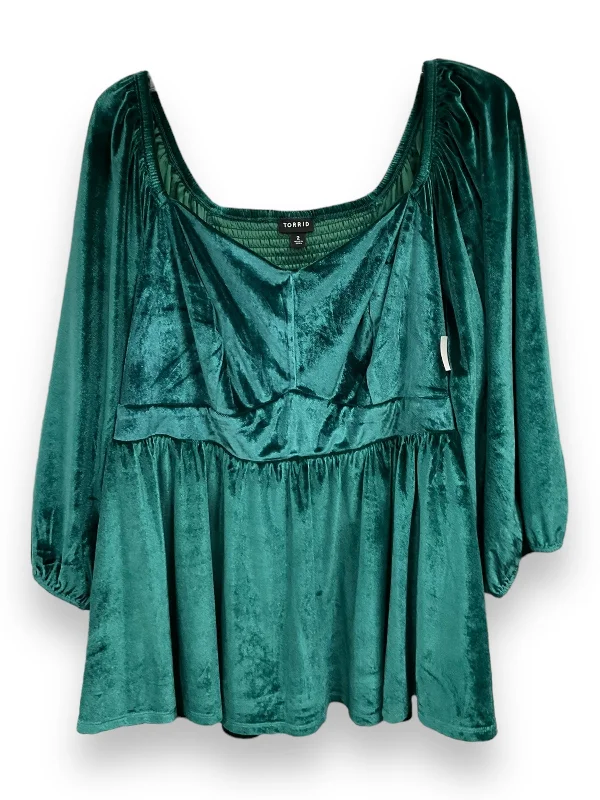 Big Savings Top 3/4 Sleeve By Torrid In Green, Size: 2x