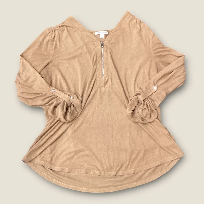 Top Long Sleeve By Notations In Tan, Size: L