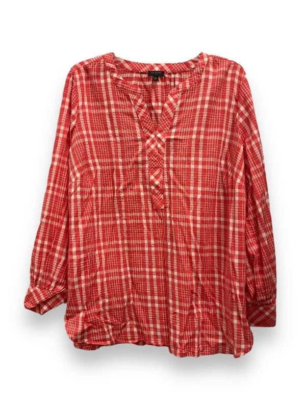 YEAR-End Clearance Top Long Sleeve By Talbots In Red & White, Size: 2x