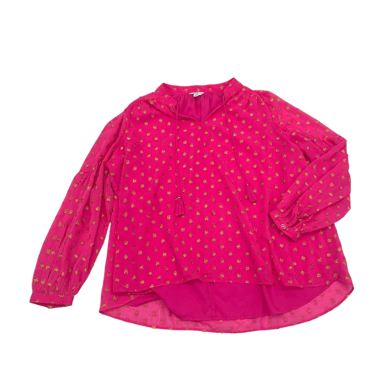 Deal Dash Top Ls By Crown And Ivy In Pink, Size:Xl
