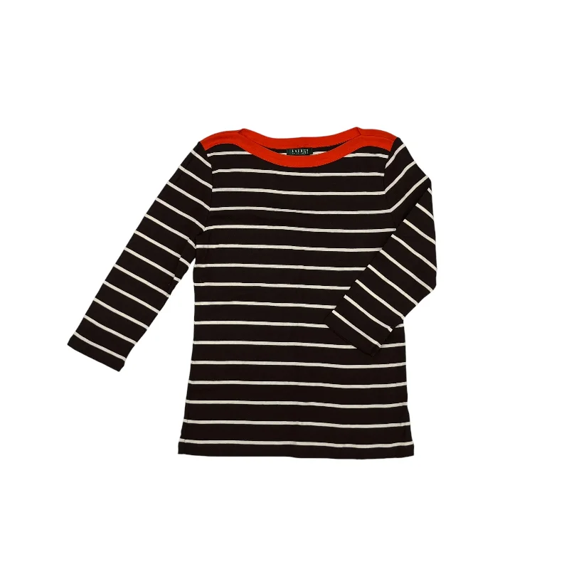Savings Galore Top Ls By Lauren By Ralph Lauren In Brown & White, Size:L