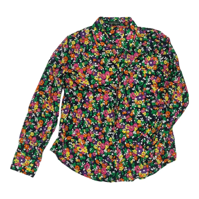 Overstock Top Ls By Lauren By Ralph Lauren In Floral Print, Size:L