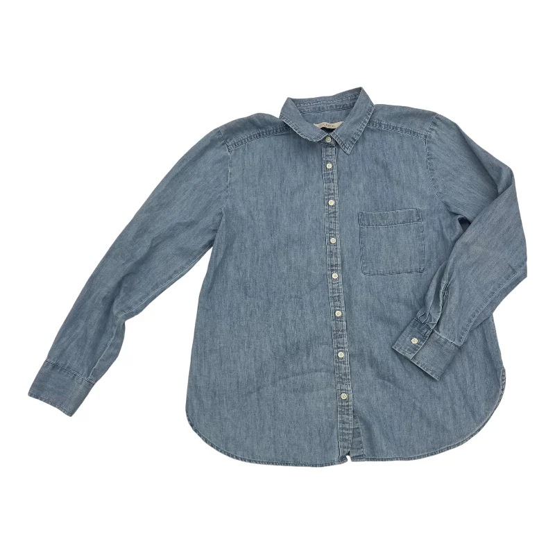 Can't Miss Top Ls By Loft In Blue Denim, Size:S