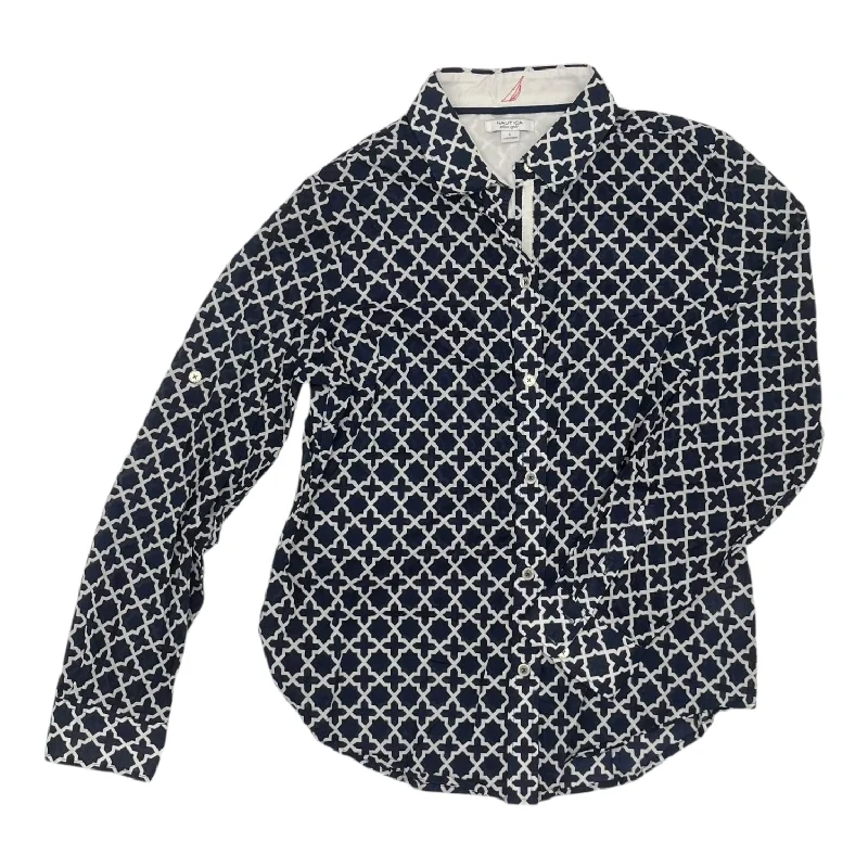 Midnight Madness Top Ls By Nautica In Blue & White, Size:L