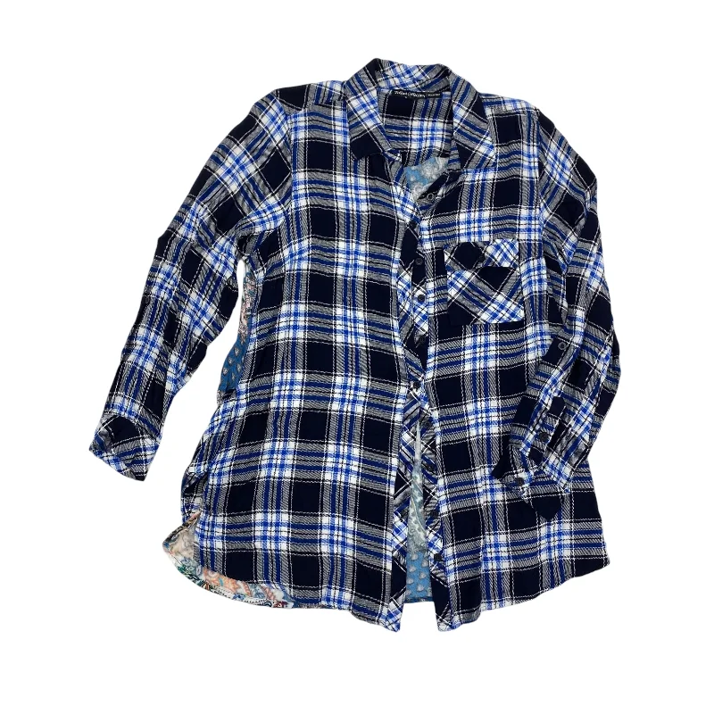 Super Bargain Top Ls By Tolani Collection In Blue & White, Size:M