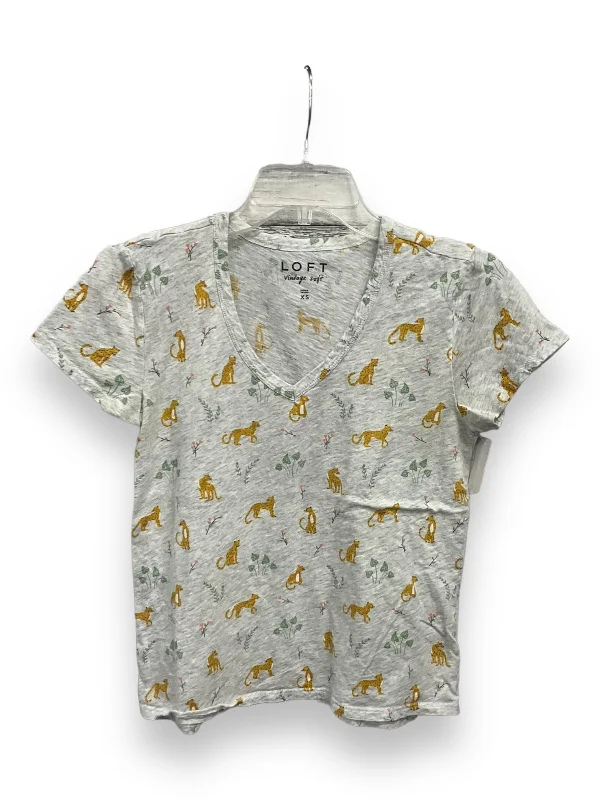 Lowest Price Top Short Sleeve Basic By Loft In Animal Print, Size: Xs