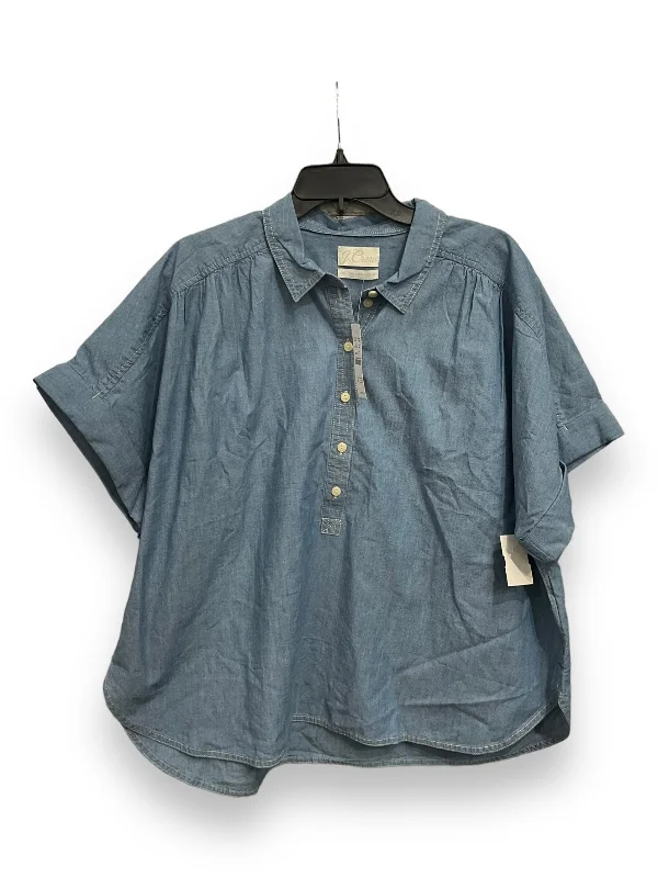 Closeout Top Short Sleeve By J. Crew In Blue, Size: 2x