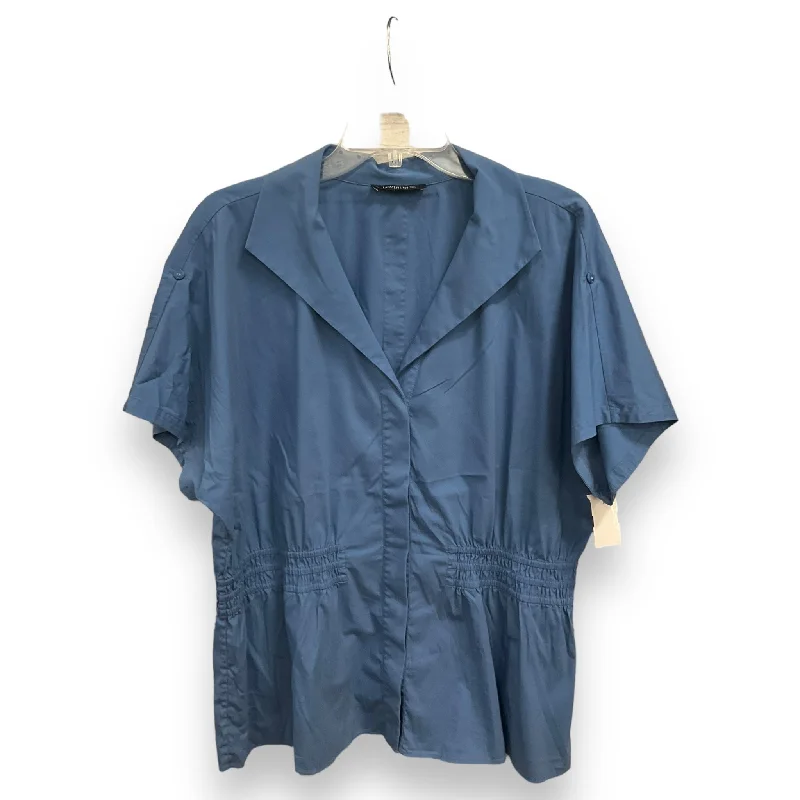 Discount Extravaganza Top Short Sleeve By Lafayette 148 In Blue, Size: Xl