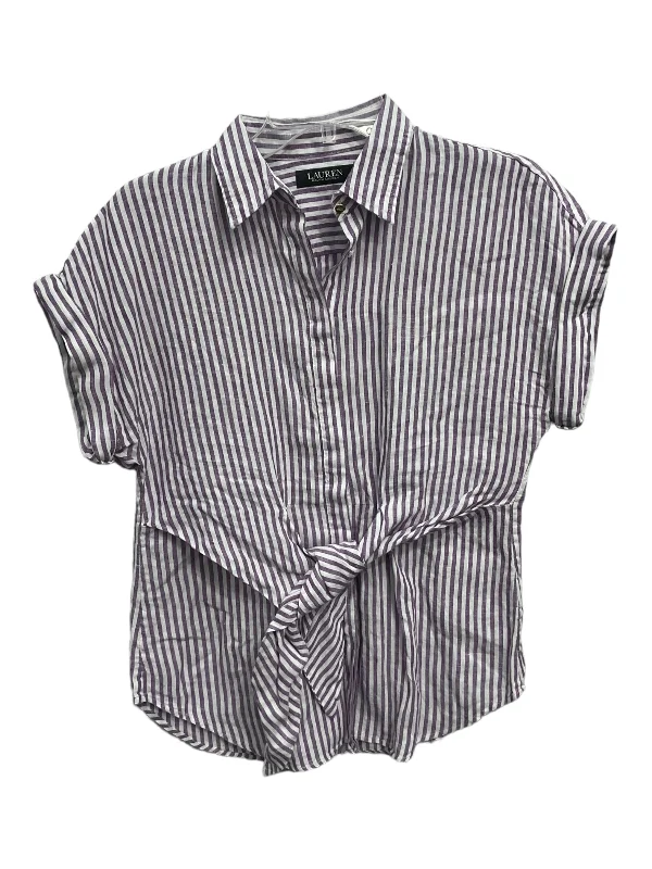 Price Fest Top Short Sleeve By Lauren By Ralph Lauren In Striped Pattern, Size: S