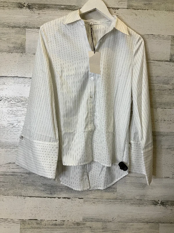 Don't Wait White Blouse Long Sleeve Grey Lab, Size Xs