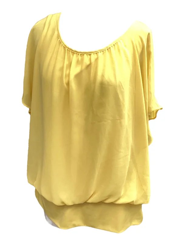 Season Finale Sale Yellow Top Short Sleeve Jm Collections, Size L