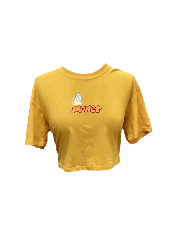 Daily Deals Yellow Top Short Sleeve Monet, Size M