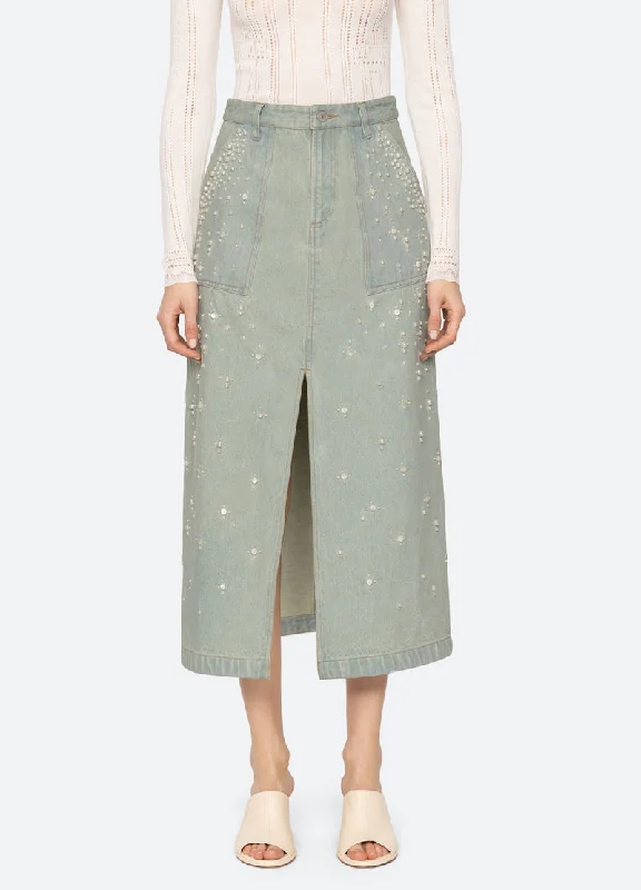 Deal Mania Denim Skirt Perlette Aw24-060 Blue