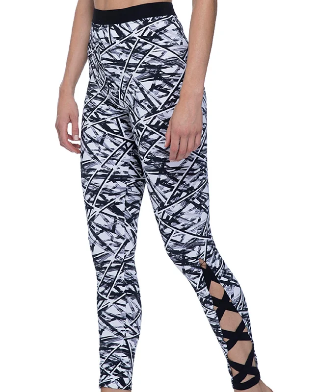 Major Savings Free Sport by Gottex Off Track Black and White Strappy Sides Long Swim Leggings