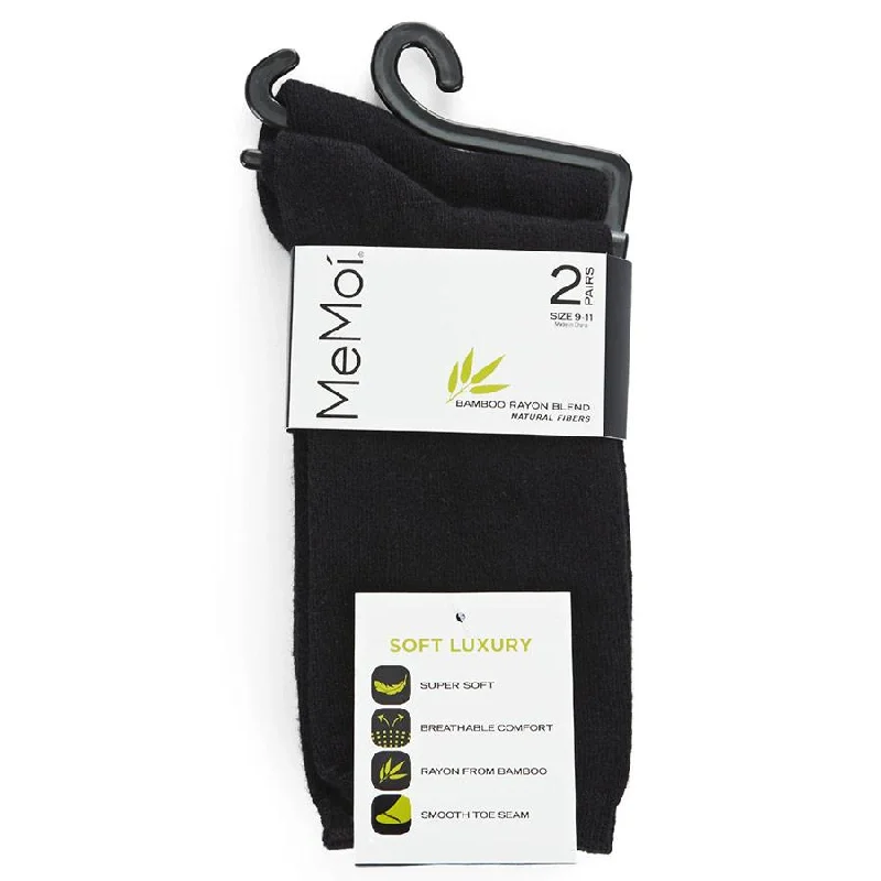 Act Fast Ladies MeMoi Black Crew Socks - 2 Pk.