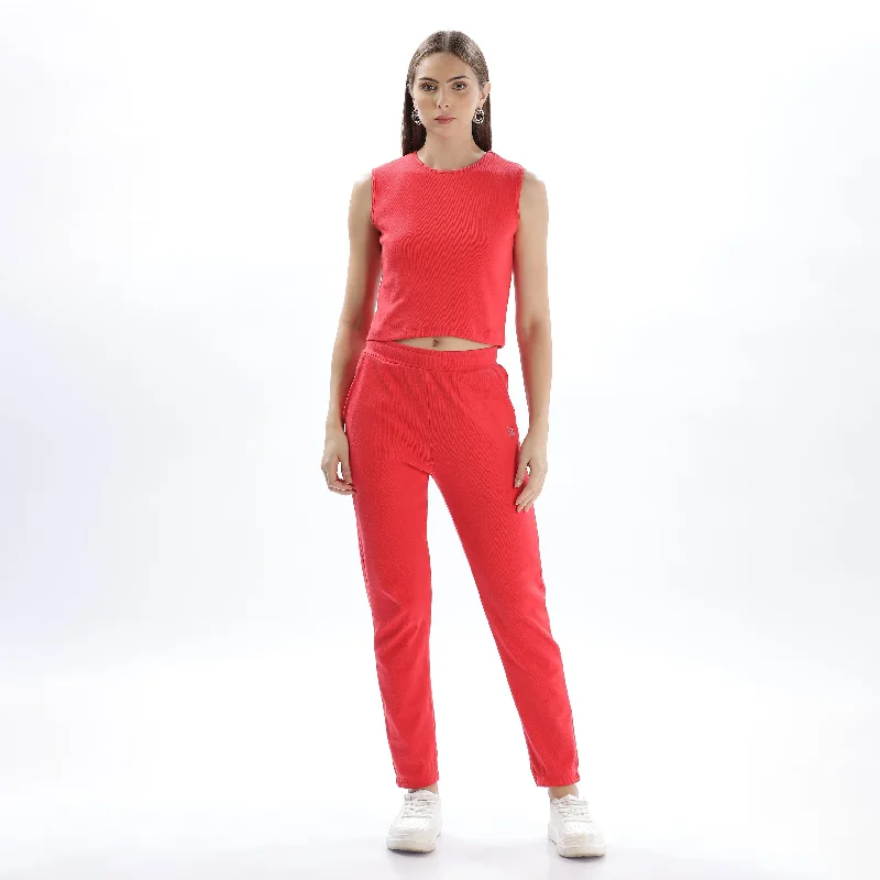 Year-End Sale Womens Cotton Crop Top and Draw String Side Pocket Jogger