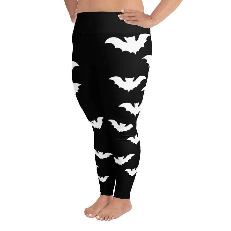 Anniversary Sale Plus Size Halloween Flying Vampire Bat Style Black Leggings