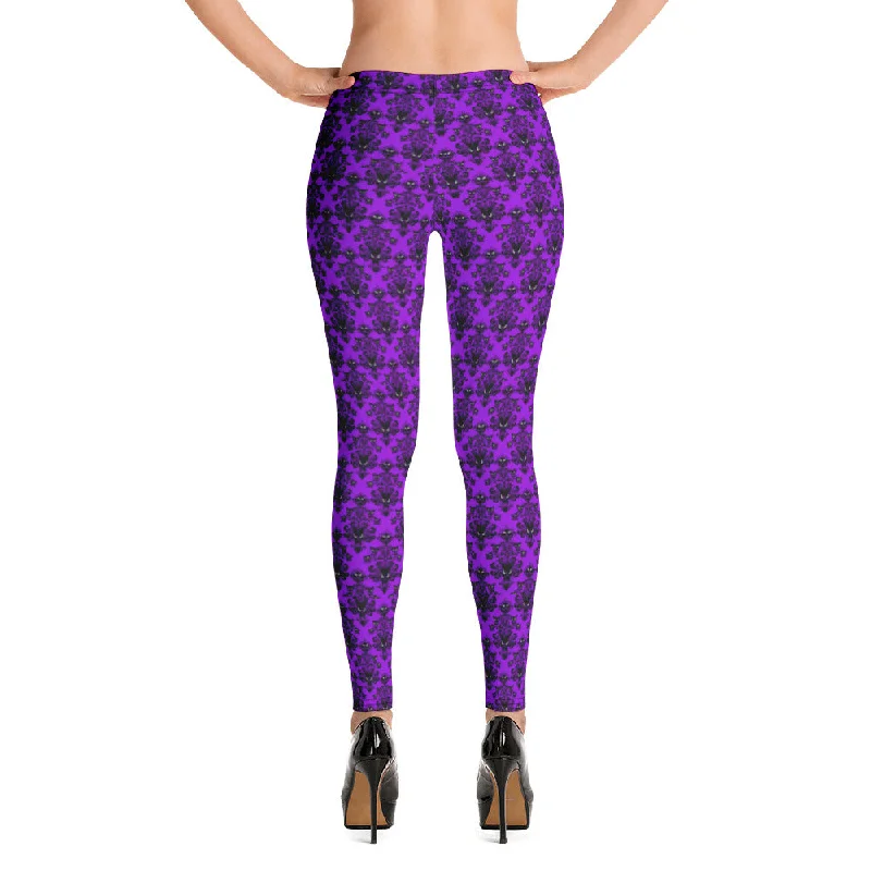 Season Finale Sale Purple Gothic Haunted Mansion Style Leggings Halloween Pattern