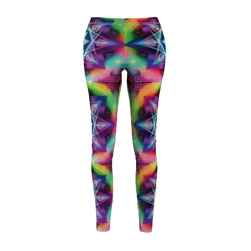 Bonus Savings The Colorful Rave Star - Women's Cut & Sew Casual Leggings (AOP)